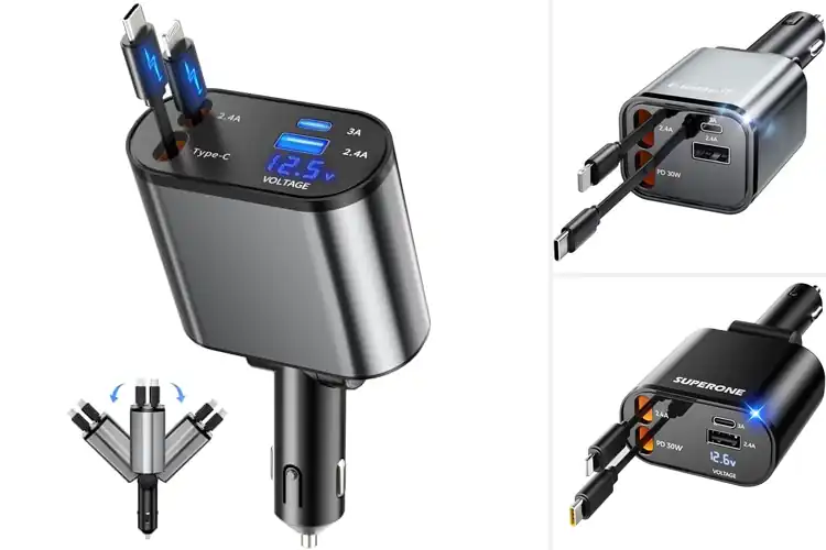 Detailed view of Best 4 In 1 Car Chargers: Power Up Devices Efficiently
